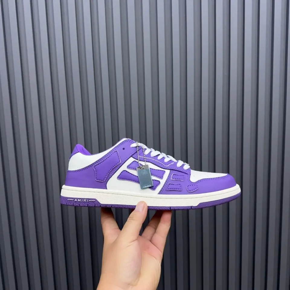 Amiri Slide Low Top purple white leather sneakers