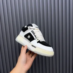 Amiri AMIRI MC01 black white mesh leather sneakers with logo detailing and translucent sole
