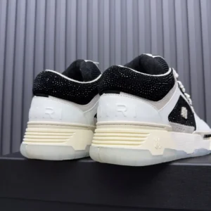 Amiri Skel Top sneakers black white leather mesh with crystal embellishments