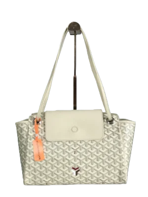 Goyard Hobo Bohème Stray Bag in light beige with signature pattern and orange tag, featured in RepsGoat's designer replica handbag collection priced at 9.00.
