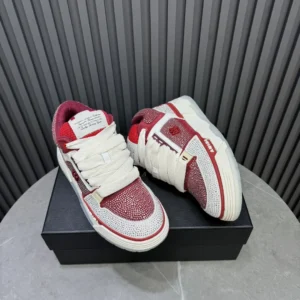 Nike Air Force 2 Red Velvet white crimson leather and mesh sneakers with rhinestone detailing
