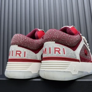 Amiri Skel Top sneakers red white crystal-embellished leather mesh sneakers