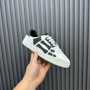 Maison Margiela Replica white black leather suede sneakers with signature side panel detailing