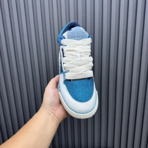 Amiri Skel Top 88 Blue white leather mesh sneakers with oversized laces