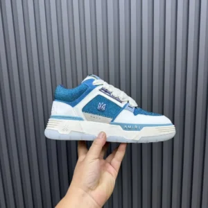 Amiri Skel Toe low sneakers blue white mesh leather with signature logo and textured sole