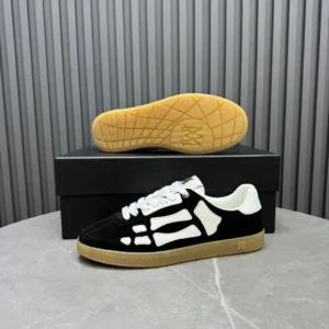 Maison Margiela Replica black white suede sneakers with gum rubber sole and distinctive panel design