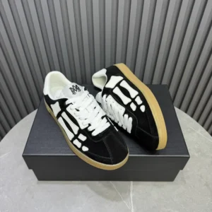 Maison Margiela Replica black white colorway suede leather sneakers with gum sole