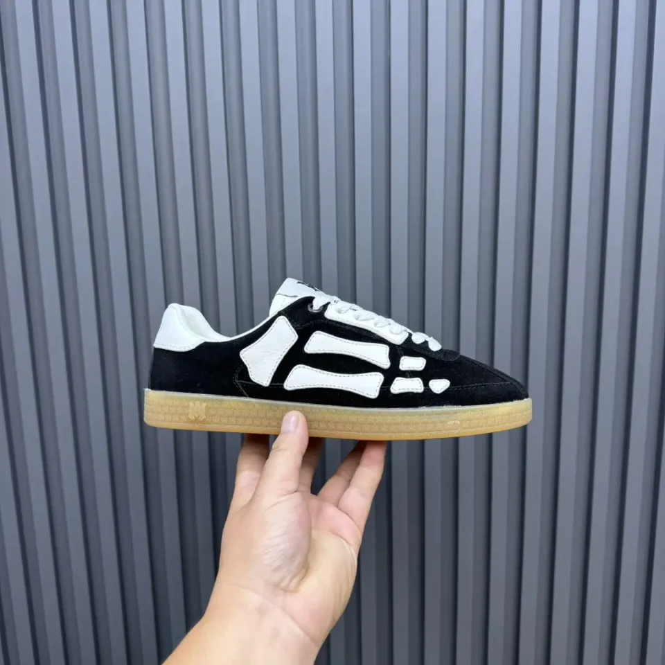 Maison Margiela Replica black white colorway suede leather sneakers with gum sole