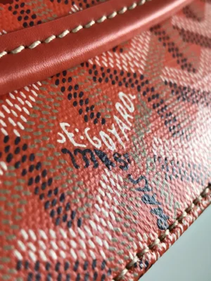 Goyard Belvedere II Bag close-up showcasing signature logo and intricate pattern details on leather material.
