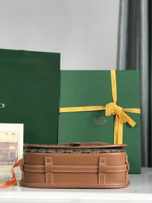 Goyard Saint Louis PM tote bag tan leather trim coated canvas medium size luxury handbag