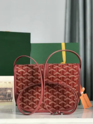 Goyard Saint Louis 20 PM M63401 red canvas crossbody bag leather trim