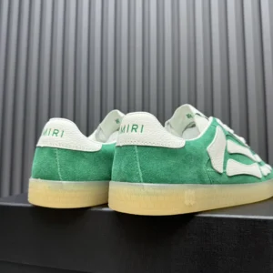 Amiri Skel Top green white suede leather sneakers gum sole low-top design