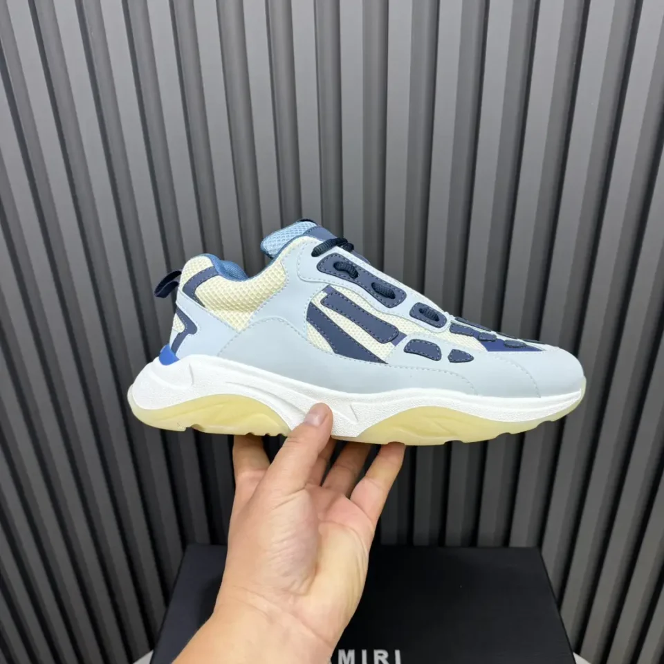 Amiri Sneakers MS.20 Style ID blue beige mesh leather with rubber sole chunky design