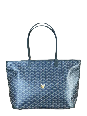 Goyard Saint Louis GM tote bag navy blue coated canvas leather trim