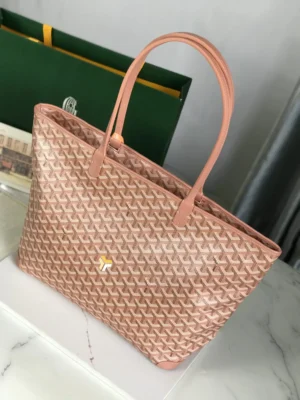 Goyard Saint Louis MM tote bag rose gold coated canvas leather handles medium size handbag