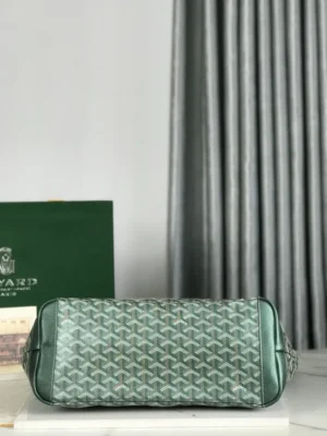 Goyard Saint Louis PM 25 green monogram coated canvas leather tote bag bottom view