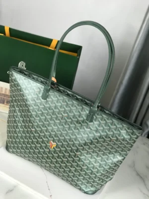 Goyard Saint Louis tote bag large green monogram coated canvas and leather handles