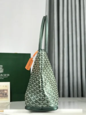 Goyard Saint Louis Tote MM green monogram coated canvas leather trim bag