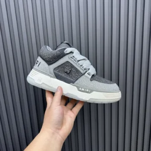 Amiri AMIRI MC2 black grey crystal-embellished mesh leather sneakers