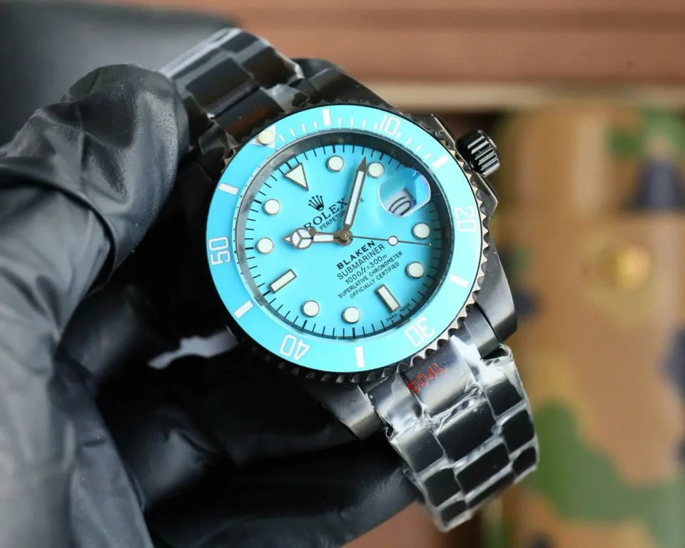 Rolex Submariner Blaken blue dial blue ceramic bezel black stainless steel watch