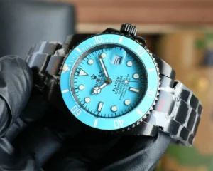 Rolex Submariner Blaken black dial turquoise bezel stainless steel watch