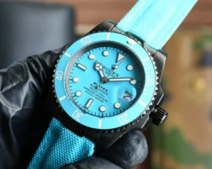 Rolex Submariner Blaken turquoise dial turquoise bezel black stainless steel watch