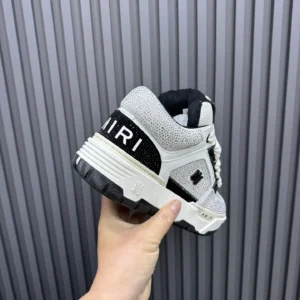 Amiri Skel Top Sneakers Style AMIRI01 white black mesh and leather material with rhinestone embellishments