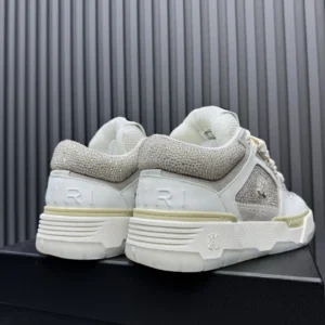 Amiri AMIRI MC crystal-embellished beige white leather sneakers with textured sole and logo detail