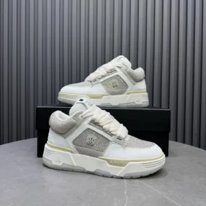 Amiri Skel Top sneakers white grey crystal-embellished leather and suede material