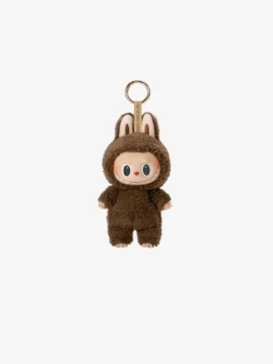 The Monsters brown plush keychain with bunny ears and gold-tone ring accessory