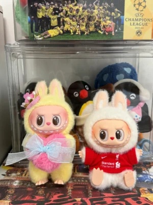 Repsgoat plush toys yellow bunny with pink heart and crown, white bunny in red football jersey soft fabric