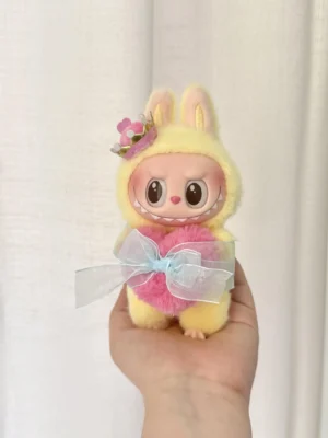 Repsgoat collectible toy yellow bunny plush pink heart blue ribbon crown accessory