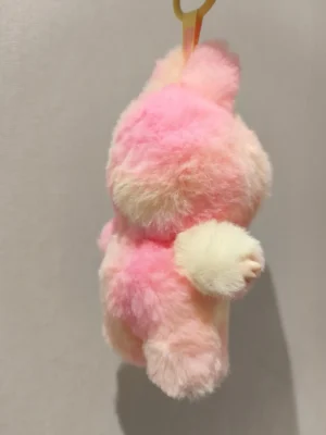 Repsgoat plush keychain pink white soft fluffy material accessory with small hand detail