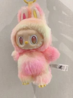 The Mysterious Plush Bunny Keychain pink yellow soft fur collectible accessory