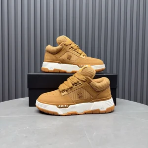 Amiri Skel Top low sneakers wheat colorway nubuck leather with mesh and white rubber sole