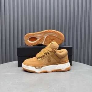 Amiri Skel-top low sneakers wheat tan leather mesh gum sole shoes
