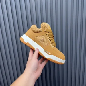 Amiri Skel Top sneaker wheat colorway leather mesh material with white rubber sole