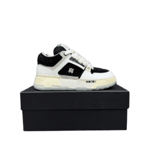 Amiri Skel Top low sneakers black white cream leather mesh with embroidered logo on the side