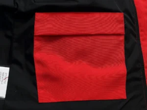 Repsgoat red and black nylon fabric pocket with flap and stitched detailing accessory