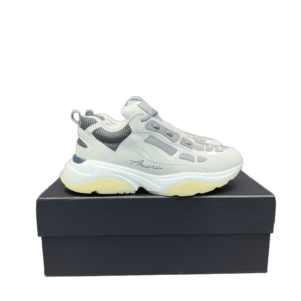 Amiri MC001 white grey black mesh leather sneakers with chunky sole