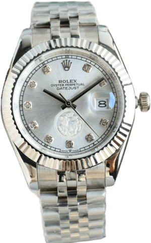 Rolex Datejust silver dial fluted bezel stainless steel case and bracelet watch