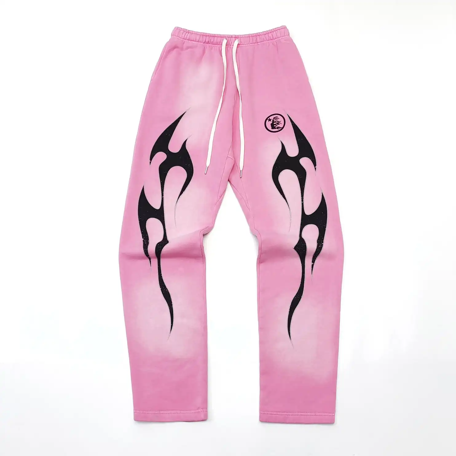 Hellstar pink silver flame straight leg sweatpants