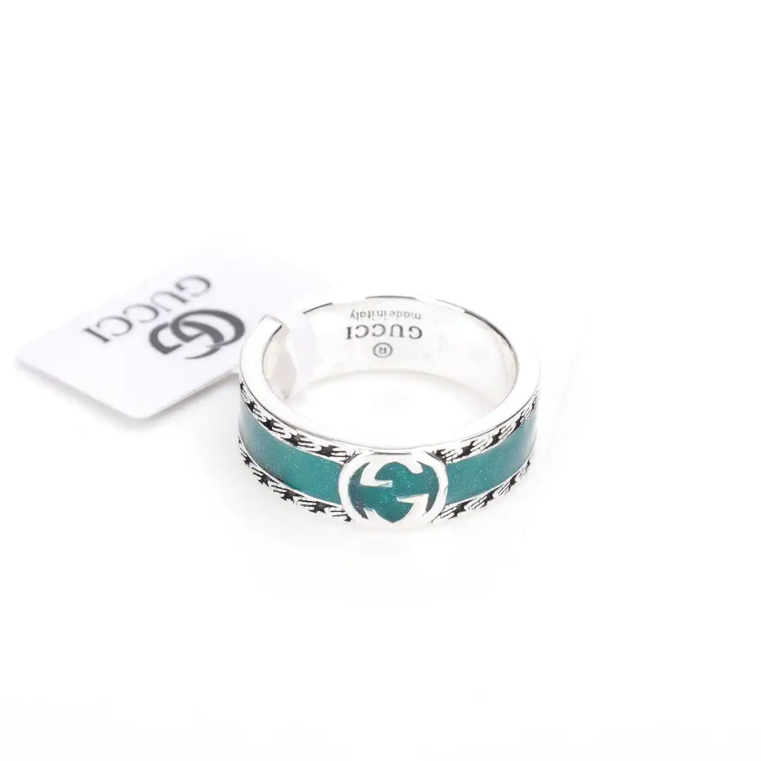 Gucci GUC 925 sterling silver double G letter couple ring