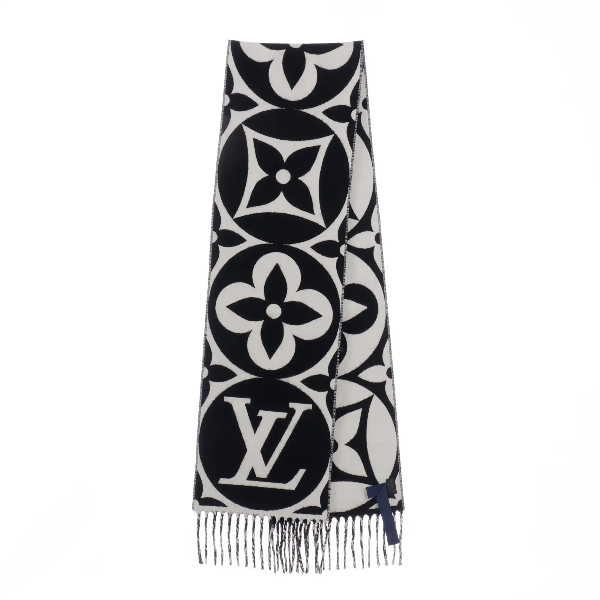 Louis Vuitton Mahjong Double sided Wool Cashmere tassel Scarf
