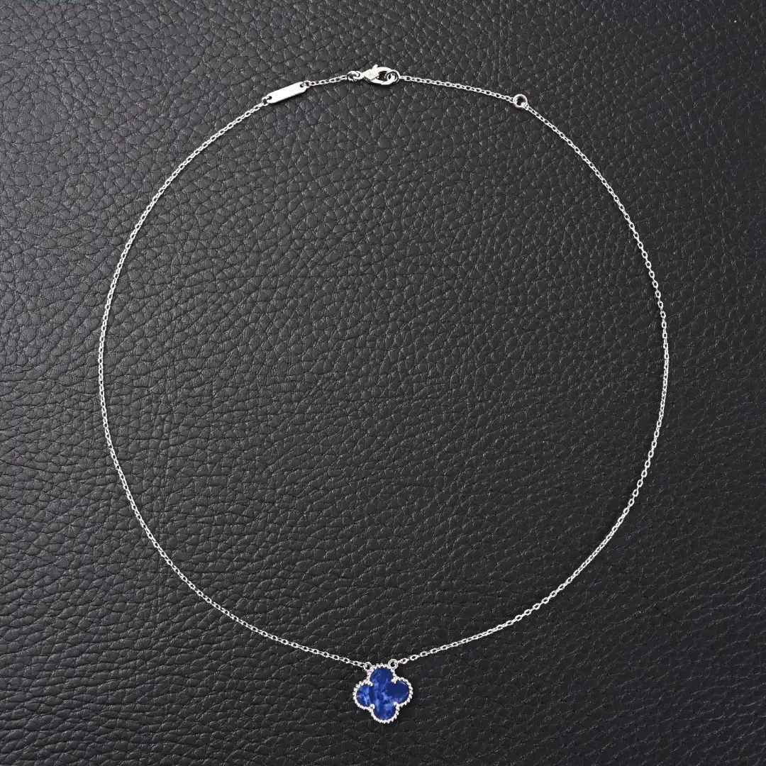 Van Cleef Arpels Classic Clover Necklace Black Blue