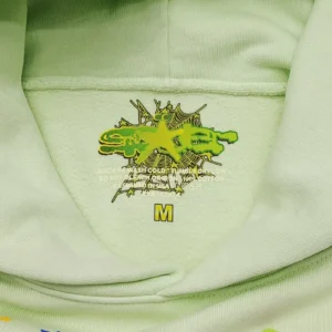 Stussy sweatshirt medium size light green cotton fabric with printed logo inside collar label