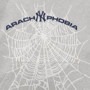 New York Yankees hoodie gray cotton blend spider web print Arachnophobia logo