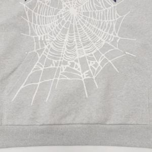 Marlboro Classic sweatshirt gray cotton with white spider web graphic print and ribbed hem
