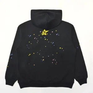 Repsgoat black hoodie yellow purple star print cotton casual sweatshirt