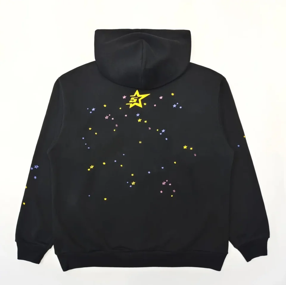 Repsgoat black hoodie yellow purple star print cotton casual sweatshirt